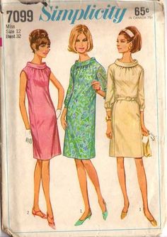 Princess Line Dress, Vintage Clothes Patterns, 1960 Fashion, Princess Line, Simplicity Dress, Robes Vintage, Sewing Projects Clothes, Rolled Collar, Vintage Dress Patterns