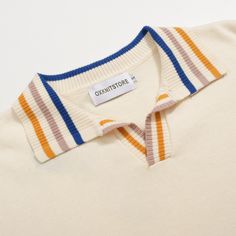 - Knitted polo shirt- 100% cotton yarn- Collar neckline- Unlined- Regular fit- Machine washable Fabric & Care- Delicate Machine Wash at 30 degrees(86℉) with similar colors.- Iron inside out on low temperature.- Store flat.- Do not tumble dry.- Do not bleach. Striped Cotton Polo Sweater, Retro White Ribbed Top, White Retro Ribbed Tops, White Ribbed Retro Top, V Neck Polo Shirt, Justin Brown, Black Knit Cardigan, Knitted Polo, Mod Style