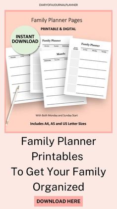 family planner printables to get your family organized