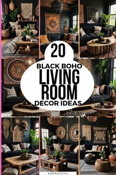 20 black boho living room decor ideas