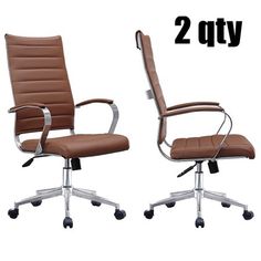 two office chairs sitting next to each other with the same price tag on them,