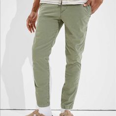 I Purchased These New And Unfortunately Took All The Tags Off Before Really Trying Them On. This Listing Is For Just The Deep Forest (Green, Olive, Sage, Khaki, Whatever You Want To Call It). They Fit Great, Lean Towards Skinny More Than Slim. Chino Life Is Just Not The Life For Me. Wore Each Of Them Only Once In The Wild. They Still Look Brand New (Though The Wash Is Lived-In, So They Purposely Look Worn, The Edges Are Frayed Intentionally). They Are Listed On The Ae Site As: Ae Flex Slim Lived Green Chino Cotton Twill Pants With Pockets, Fitted Khaki Casual Bottoms, Casual Fitted Khaki Bottoms, Military Style Relaxed Fit Straight Leg Pants, Casual Tapered Pants For Fall, Green Tapered Leg Chino Cotton Twill Bottoms, Green Chino Cotton Twill Bottoms With Pockets, Green Tapered Leg Chino Bottoms, Khaki Mid-rise Relaxed Fit Bottoms