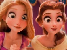 Blonde And Brunette Duos Cartoon, Blonde And Brunette Best Friends Cartoon, Blonde And Brunette Cartoon Characters, Belle And Rapunzel, Bella Disney, Petite Blonde, Disney Princess Rapunzel, Best Friends Cartoon