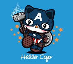 an image of a hello kitty captain america t - shirt