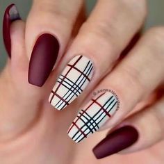 Thanksgiving Nail Designs, Coffin Nails Matte, Fall Nail Art Designs, Cute Nails For Fall, Plaid Nails, Fall Acrylic Nails, Thanksgiving Nails, Nails 2023