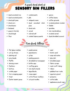 a printable list for memory bin fillers