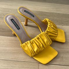 Dallas Sandal Heel, Tuscany Color Size:9 New, Never Worn Yellow Synthetic Sandals For Evening, Yellow Heels For Summer Cocktail Parties, Yellow Cocktail Heels For Summer, Yellow Summer Cocktail Heels, Summer Cocktail Sandals With Square Toe, Tuscany, Women's Shoes Sandals, Dallas, Sandals Heels