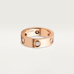 Cartier - LOVE ring - Ring Pink gold/Diamond - LOVE ring, 18K rose gold (750/1000), set with 6 brilliant-cut diamonds totaling 0.46 carat. Width 5.5 mm (for size 52). Please note that the carat weight, number of stones and product dimensions will vary based on the size of the creation you order. For detailed information please contact us. Cartier Love Ring Diamond, Cartier Love Ring, Cartier Earrings, Ring Rose Gold, Cartier Love, Men Diamond Ring, Pink Ring, Cartier Ring, Classic Ring