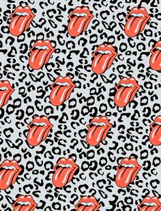 the rolling stones'tongues are all over this leopard - print wallpaper pattern