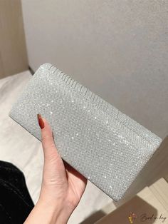 BirdinBag - Compact Glitter Square Bag with Flap Glitter Rectangular Shoulder Bag, Rectangular Glitter Party Bag, Glamorous Glitter Clutch Bag, Sparkling Clutch For Events, Silver Glitter Clutch Evening Bag, Sparkling Clutch Bag For Events, Sparkling Rectangular Evening Bag, Elegant Everyday Sparkling Bag, Sparkling Rectangular Evening Bags