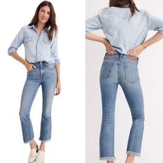 Size 29. In very gently used condition. 98% cotton 2% spandex Approximate measurements: Waist: 30.5” Rise: 10.5” Inseam: 25” Crop Flare, Cropped Flares, Light Wash Jeans, Wash Jeans, Cali, Madewell, High Waisted, Women Accessories, Spandex