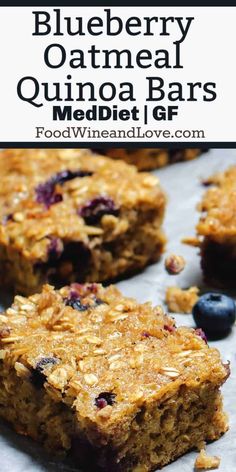 blueberry oatmeal quinoa bars made with gf