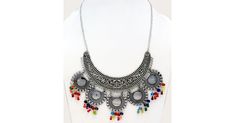 Iconic Boho Choker Necklace with Multicolored Beads in Jewelry - A perfect necklace to wear for belly dancing club night. Features: Handmade,Sale|14.99|. Boho Choker Necklace, Choker Style Necklace, Boho Choker, Hippie Look, Trendy Skirts, Choker Style, Silver Jewelry Handmade, Bohemian Jewelry, Metallic Silver