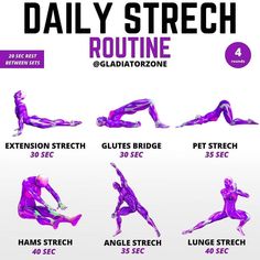 the daily stretch routine is shown in purple