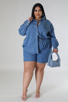 Liriene Short Set – GitiOnline Jean Shorts Outfit Black Women Plus Size, Casual Blue Short Sleeve Short Set, Plus Size Shorts Outfit, Cut Up Jeans, Plus Size Denim Shorts, Gitionline Plus Size, Royal Blue Shorts, Broken Hearted, One Friend