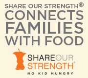 the logo for connect families with food, which includes an orange and white image of a woman's torso