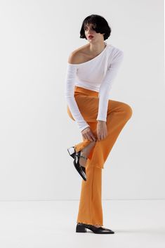 Kylie Button Boot Cut Pants in Orange Dress Outer, Boot Cut Pants, Knit Pants, Lettuce, Boot Cut, Rib Knit, Dress Up, Lounge, High Waisted