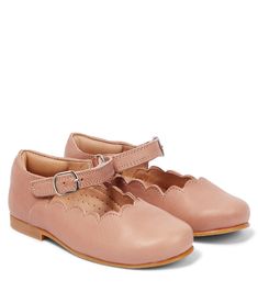 Add a sweet design to their footwear options like these ballet flats from Petit Nord. Made from pink calf leather with scalloped edges, they have VELCROÂ® fastenings for easy wear. | Petit Nord Leather ballet flats Spring Leather Ballet Flats With Soft Sole, Pink Low Heel Ballet Flats For Spring, Pink Leather Closed Toe Flats, Chic Pink Leather Ballet Flats, Pink Leather Mary Janes With Round Toe, Pink Feminine Ballet Flats, Pink Leather Ballet Flats With Leather Sole, Pink Leather Ballet Flats With Round Toe, Pink Leather Mary Janes With Rubber Sole