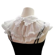 Indulge in a touch of nostalgia with our exquisitely crafted Elegant Victorian Tiered Lace Blouse Collar. Featuring intricate lace patterns, this detachable collar adds an elevated and timeless charm to any ensemble. Its vintage inspiration brings a whimsical and distinct flair to your wardrobe. Fits Neck Size 40-60cm / 15.75-23.62 inch Gender: WOMEN Item Type: Detachable Collars Material: Polyester, Lace Decoration: Crochet, Tulle Ruffle Collar Diy, Blouse Collar, False Collar, Halloween Things, Shirt Sewing, Collars Diy, Fake Collar, Woman Shirt, Detachable Collar