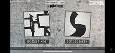 an image of two pictures on the wall with numbers and words below them that appear to be in black and white