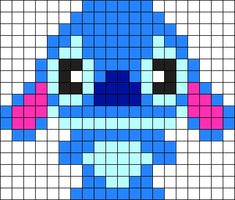 an image of a blue and pink pixellated pattern with the face of a cartoon character