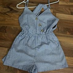 Small Size Brand New (No Tag) Blue Overalls For Beach In Spring, Blue Cotton Jumpsuits And Rompers For Day Out, Blue Overalls For The Beach, Blue Overall Beach Bottoms, Blue Overalls For Beach, Gold Romper, Purple Snow, Spaghetti Strap Rompers, Crochet Romper