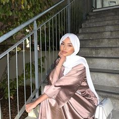 Hijab Closet, Long Sleeve Silk Dress, Hijabi Outfit, Muslim Outfits Casual