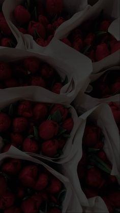 red berries are piled up in white bags