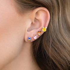 Show you're sweet as hunny with these adorable studs inspired by Disney's Winnie-the-Pooh! Embrace the whimsical world of the Hundred Acre Wood with our Disney Welcome to Hundred Acre Wood Earring Set that showcases some of your favorite characters, Pooh, Piglet, Tigger, and Eeyore. This set adds a touch of childhood nostalgia to your ensemble, and are a bear-y wonderful way to showcase your love for the timeless charm of Winnie-the-Pooh! Disney Earring, Winnie The Pooh Mickey Ears, Cute Disney Earings, Gold Disney Earrings For Gift, Winnie The Pooh Merchandise, Tigger And Eeyore, Disney Princess Earrings, Disney Princess Villains, Hand Jewelry Rings