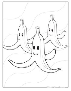 three bananas with faces drawn on them