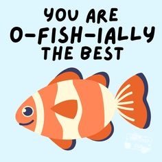 an orange and white fish with the words you are o - fish - ally the best