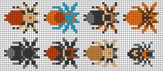 the cross stitch pattern shows different types of bugs