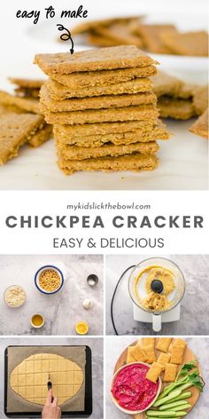 These crackers make a perfect toddler and kid snack. A source of fibre, protein and iron. The recipe is easy, with basic ingredients. Perfect with toppings, or on their own! They are great as a lunchbox filler! Oat Crackers, Chickpea Flour Recipes, Healthy Crackers, Homemade Crackers, Vegan Crackers, Chickpea Recipes, Cracker Recipes, Vegan Snacks, Healthy Snacks Recipes