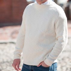 Cream Boatneck Sweater – Nantucket Looms Classic Crew Neck Sweater For Everyday, Classic Crew Neck Everyday Sweater, Classic Crew Knit Sweater, Casual Boat Neck Knit Sweater, Casual Knit Sweater With Boat Neck, Casual Boat Neck Sweater For Spring, Classic Relaxed Fit Textured Knit Sweater, Classic Textured Knit Relaxed Fit Sweater, Classic Textured Knit Sweater In Relaxed Fit