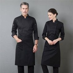 All Black Server Uniform, Fine Dining Server Uniform, Modern Chef Uniform, Sous Chef Uniform, Black Chef Uniform, Chefs Uniform Design, Uniform Restaurant Design, Catering Uniform Ideas, Server Uniform Ideas