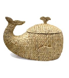 a basket shaped like a whale with its mouth open