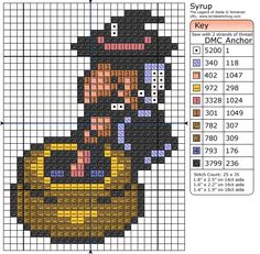 a cross stitch pattern with a cartoon character