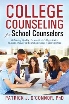 a group of people sitting at a table with laptops on it and the title college counseling for school counselorers