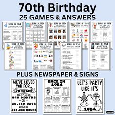 the 70th birthday games and answers for kids