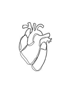 a black and white drawing of a heart