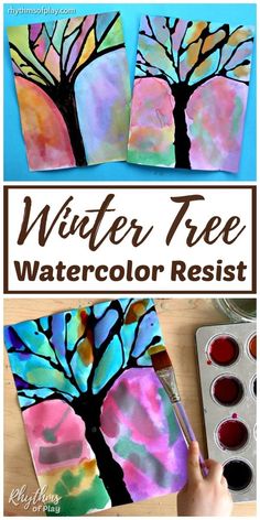 the black glue watercolor resist art project for kids is perfect to use with their artwork