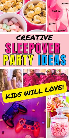 Creative sleepover themes for kids parties, teen slumber parties and tween sleepovers! Learn how to throw the best slumber party ever with these fun party theme ideas! Best sleepover theme party ideas for kids! Includes Creative Slumber Party Theme Names and what to name a sleepover party for party invitations! #sleepoverparties #themeparty #kidparty Dance Party Sleepover, 10th Birthday Girl Sleepover Ideas, Slumber Party Movies, Slumber Party Games For Kids, 13th Birthday Party Ideas For Girls Sleepover, Sleepover Ideas For 10 Year, Sleep Over Ideas For Girls Kids, Slumber Party Ideas For Girls Sleepover, Sleep Under Party Ideas