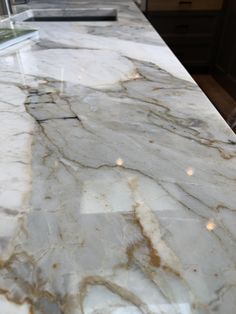 a marble counter top in a kitchen