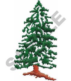 a small embroidered christmas tree is shown in green, red and orange colors on a white background