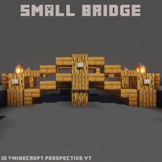 the small bridge is made out of wooden planks and has two lights on each side