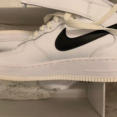 Nike Air Force 1 Mid White With Black Swoosh Shoes Nike Air Force, Nike Air Force 1 Mid, Air Force 1 Mid, Shoes Nike Air, Nike White, Shoes Nike, Nike Air Force 1, White Nikes, Air Force 1