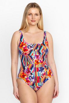 The Summer Stripes Tank suit One Piece offers a fresh take on a traditional swimwear silhouette. Featuring a scoop neckline at both the front and back finished with adjustable shoulder straps, this bold suit is embellished with vibrant color and eye-catching patterns. Pair with the Summer Stripe Sarong for a poolside brunch date. Johnny Was Women's Summer Stripes blue Tank Topsuit One Piece, Size 2XL Poolside Brunch, Brunch Date, Boho Chic Outfits, Summer Stripes, Women's Blouses, Chic Outfit, Embroidered Jeans, Striped Tank, Johnny Was