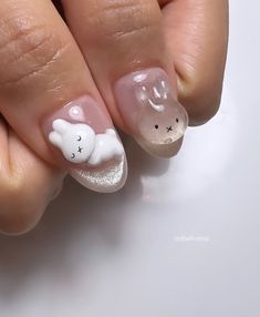 Korea Nail Art, Bunny Nails, Asian Nails, Pink Nail Art, Pretty Gel Nails, Really Cute Nails, Japanese Nails, Cute Gel Nails