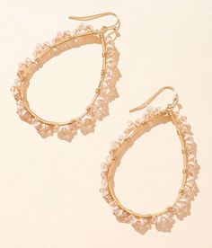 "Boutique By BKE Beaded Teardrop Earring - Gold , Women's Miscellaneous Metal earring Drop measures 2 3/8". Apparel & Accessories" Elegant Beaded Teardrop Hoop Earrings, Wire Wrapped Teardrop Earrings For Party, Party Beaded Teardrop Drop Earrings, Elegant Teardrop Beaded Hoop Earrings, Party Beaded Teardrop Earrings, Beaded Teardrop Crystal Earrings, Beaded Teardrop Hoop Earrings For Party, Beaded Teardrop Earrings For Summer, Summer Beaded Teardrop Earrings