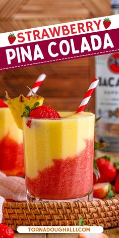 strawberry pina colada Strawberry Pina Colada Recipe, Strawberry Pina Colada, Fruity Summer Drinks, Cream Of Coconut, Drink Recipes Nonalcoholic